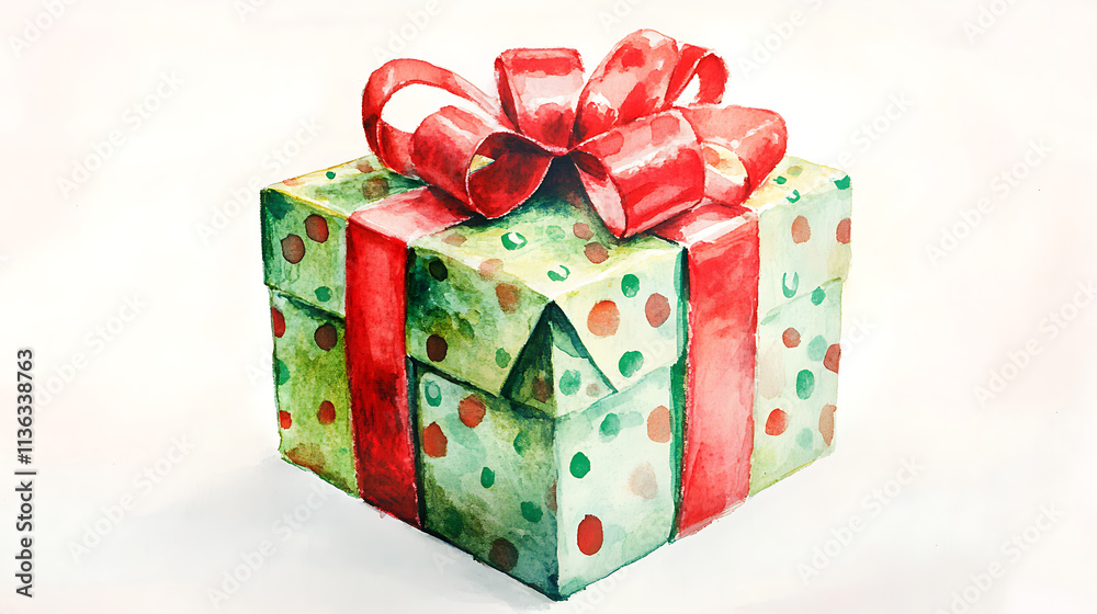 Obraz premium Charming Watercolor Gift Box