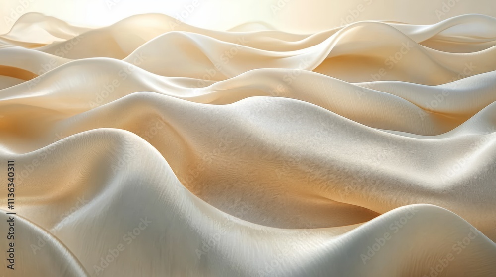Obraz premium Soft Creamy Waves of Satin Fabric in Gentle Natural Light