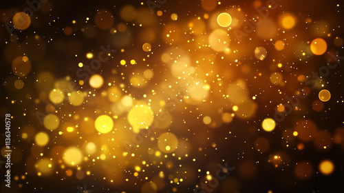 Golden bokeh effect created by shimmering light spots for a festive atmosphere