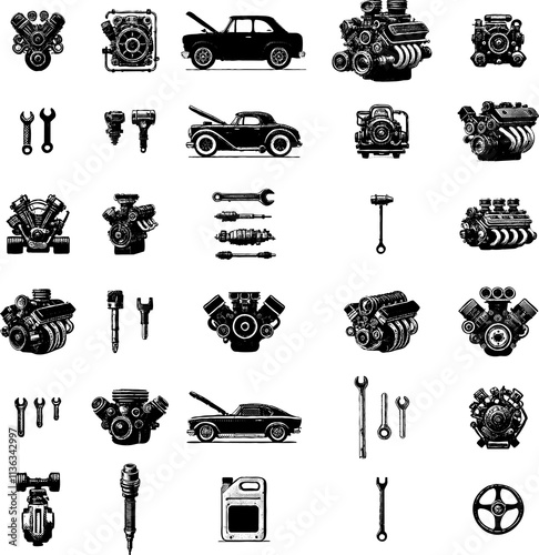 Set of car sparepart icon photo