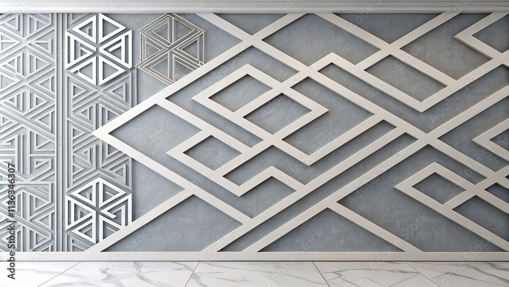 Obraz premium Abstract geometric white and gray background. Vector, illustration