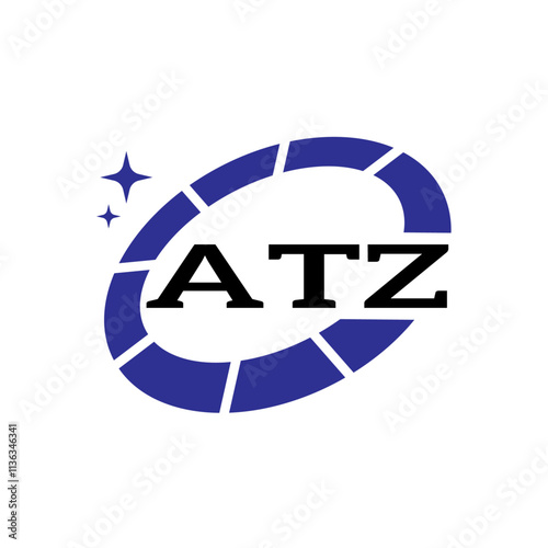 ATZ Creative Circular Logo Design in Blue and Black for Corporate Branding and Technology, ATZ Blue and Black Tech Logo with Circular Elements for Branding & Visual Identity, ATZ LOGO, ATZ vector Logo photo