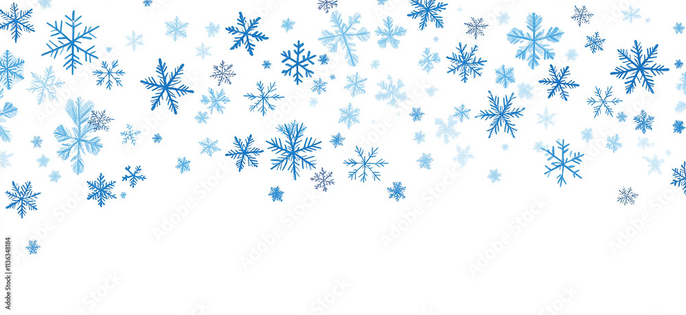 Snowflakes falling, vector illustration, simple shapes, white background Snowflakes falling, vector illustration, simple shapes, white background