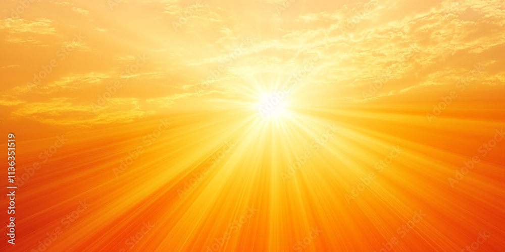 Obraz premium Bright yellow and orange gradient with soft, glowing rays, evoking the warmth of a sunset