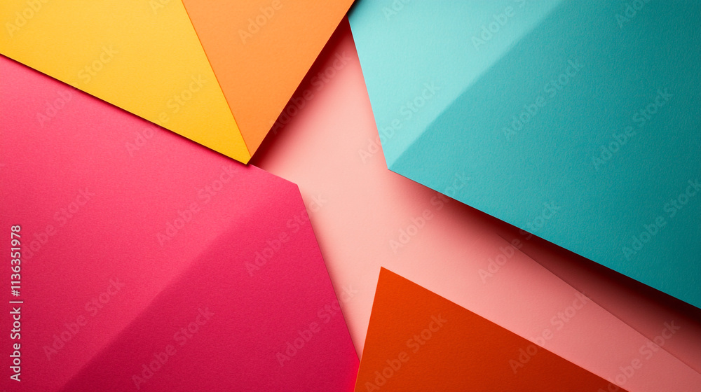 Colorful geometric shapes arranged creatively on a soft surface for artistic design projects