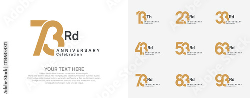 Anniversary logo set vector design, brown color for celebration event photo