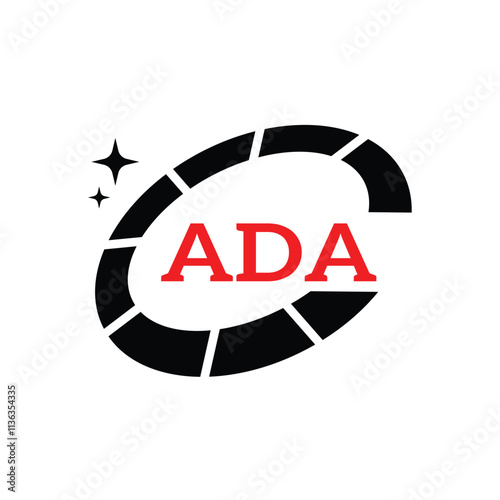 ADA Creative Circular Logo Design in Blue and Black for Corporate Branding and Technology, ADA Blue and Black Tech Logo with Circular Elements for Branding and Visual Identity, ADA LOGO, ADA vector 