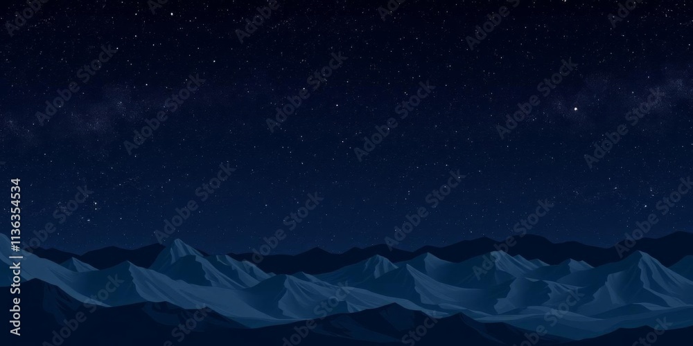 Fototapeta premium Moon landscape background with glowing stars, mountains, and craters in the distance under a beautiful night sky, lunar, galaxy, craters