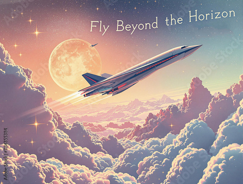 Retro Ad for a 70s Futuristic Airline with a Cosmic Twist