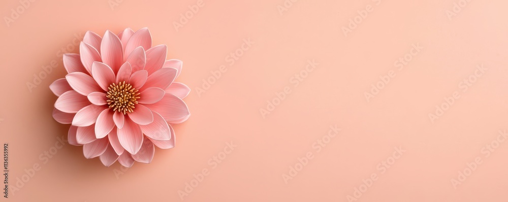 A delicate pink flower rests on a muted peach background, creating a soft, serene aesthetic ideal for design or floral themes. A delicate pink flower rests on a muted peach background, creating a soft, serene aesthetic ideal for design or floral themes.