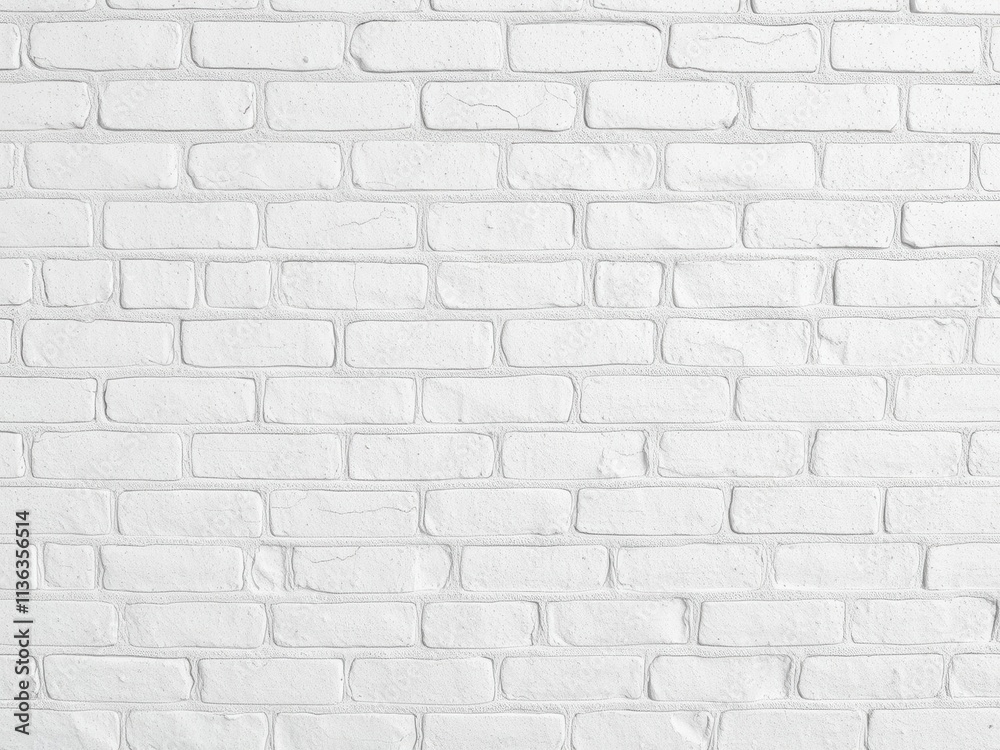 Fototapeta premium White grunge brick wall texture with rough, aged surface and scattered cracks, grunge, rough, wall