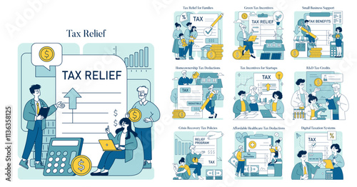 Tax Relief. Flat Vector Illustration