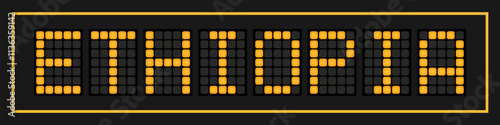 Orange color led banner in word ethiopia on black background