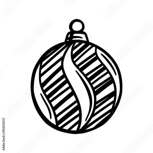 Christmas tree toy with ornaments. Xmas ball in a simple shape isolated on a white background. Vector illustration