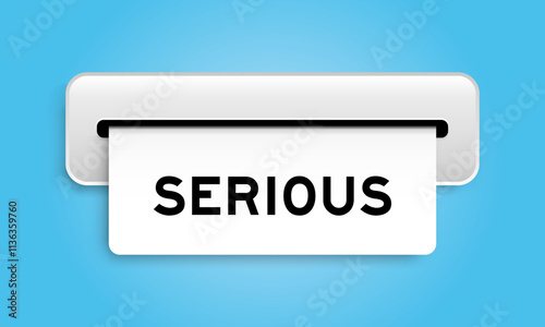 White coupon banner with word serious from machine on blue color background