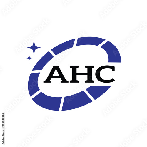 Free Download AHC Creative Circular Logo Design in Blue and Black for Corporate Branding and Technology, AHC Blue and Black Tech Logo with Circular Elements for Branding and Visual Identity, AHC LOGO, AHC vector lo - GFXLoad