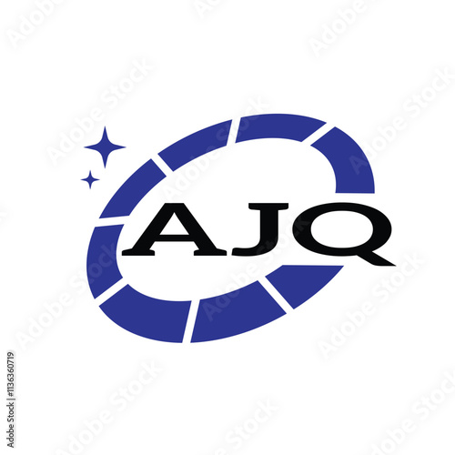 AJQ Creative Circular Logo Design in Blue and Black for Corporate Branding and Technology, AJQ Blue and Black Tech Logo with Circular Elements for Branding and Visual Identity, AJQ LOGO, AJQ vector lo photo