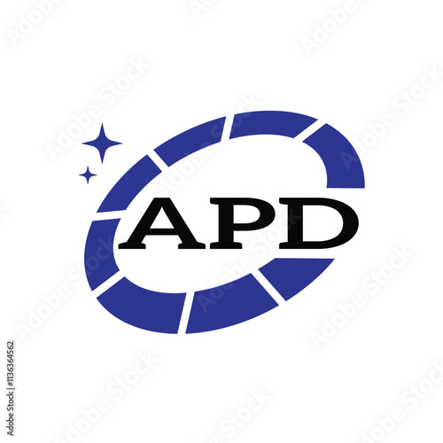 APD Creative Circular Logo Design in Blue & Black for Corporate Branding and Technology, APD Blue and Black Tech Logo with Circular Elements for Branding & Visual Identity, APD LOGO, APD vector logo,