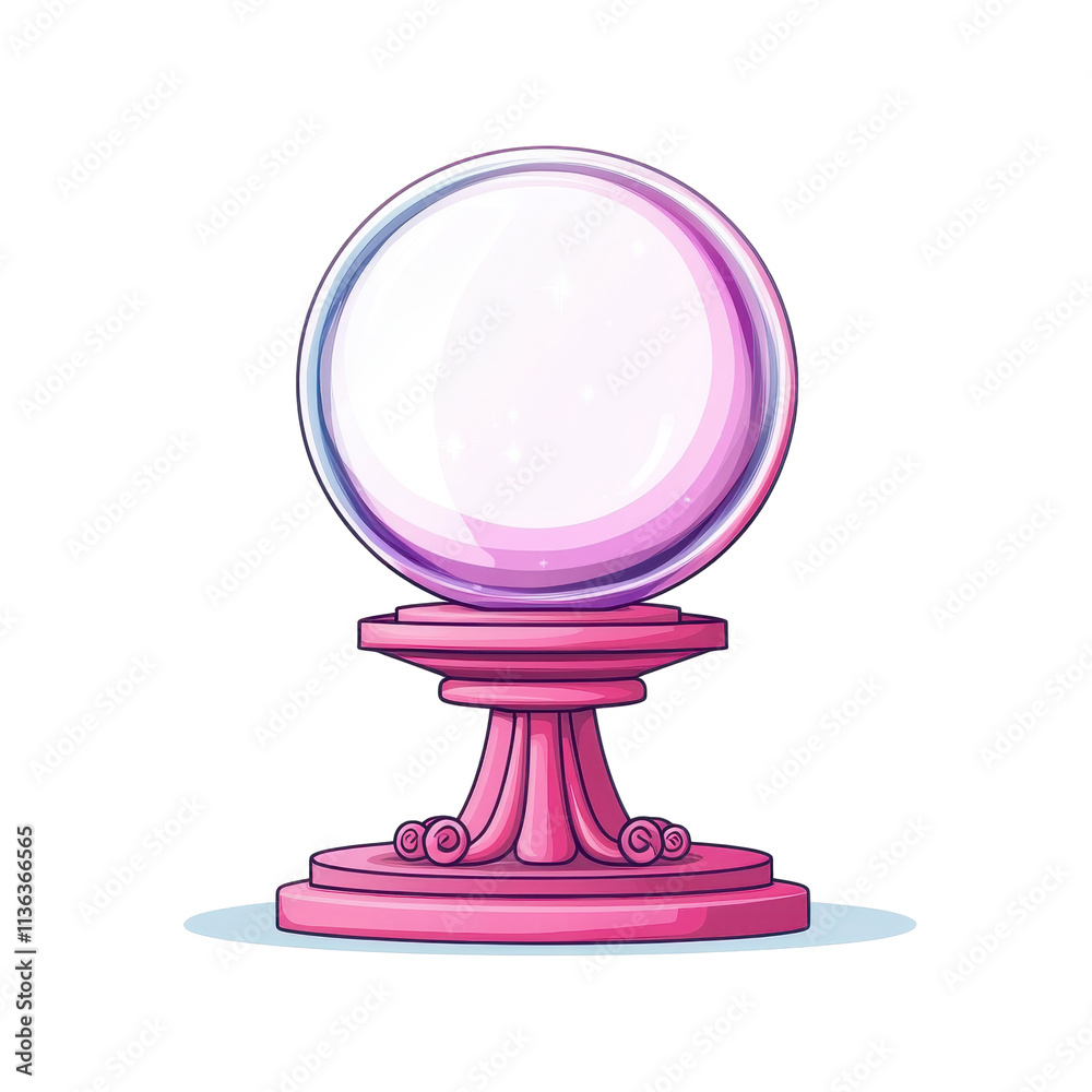 A vibrant crystal ball on a decorative pedestal, symbolizing mysticism and fortune-telling. transparent background.
