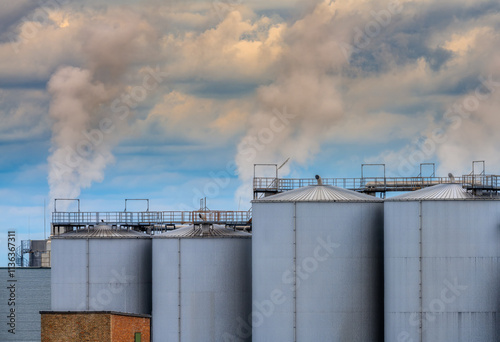 Obraz na płótnie Storage tanks of a chemical plant w salonie
