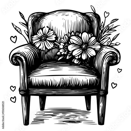 flowers on the chair vector love