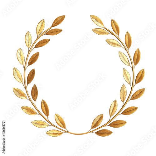 Elegant golden laurel wreath, symbolizing victory and honor, perfect for awards, achievements, or classic-themed designs. photo