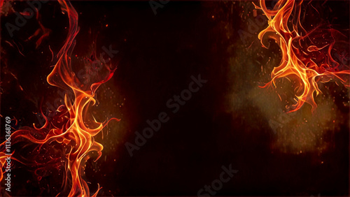 A fiery bottom border with sharp, curling flames in a mix of yellow and deep orange tones, subtly distorting the air with visible heat ripples on a transparent backdrop
