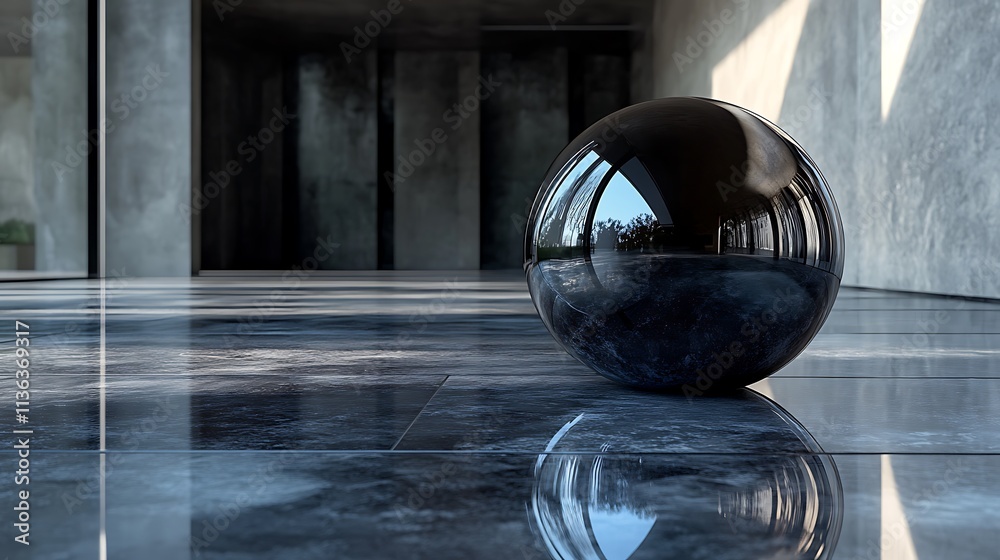Black metallic surface with polished reflections
