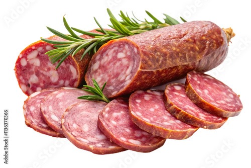 smoked sausage isolated on white