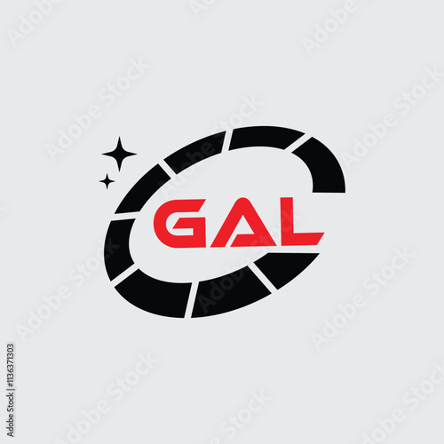 GAL Creative Circular Logo Design in Red and Black for Corporate Branding and Technology, GAL Red and Black Tech Logo with Circular Elements for Branding and Visual Identity, GAL LOGO, GAL vector logo