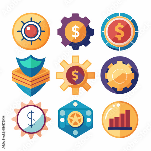 9 setting icons of money decoration, various shaped,