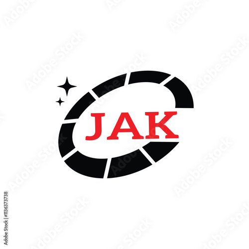 JAK Creative Circular Logo Design in Red and Black for Corporate Branding and Technology, JAK Red and Black Tech Logo with Circular Elements for Branding and Visual Identity, JAK LOGO, JAK vector logo