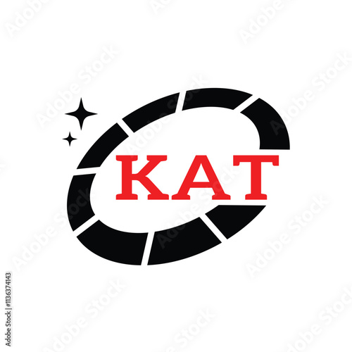KAT Creative Circular Logo Design in Red and Black for Corporate Branding and Technology, KAT Red and Black Tech Logo with Circular Elements for Branding and Visual Identity, KAT LOGO, KAT vector logo