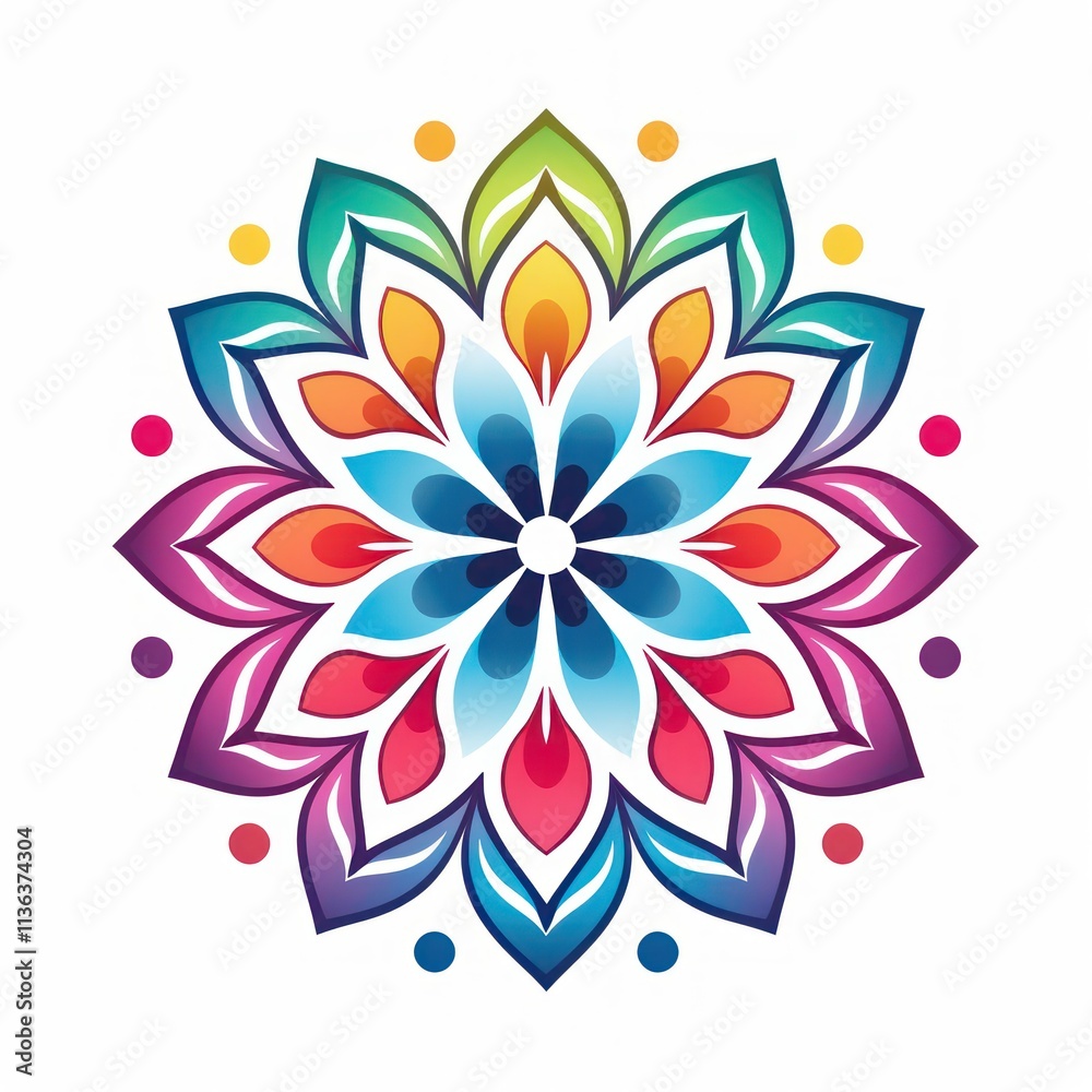 Fototapeta premium Colorful Mandala Patterns with Floral Designs