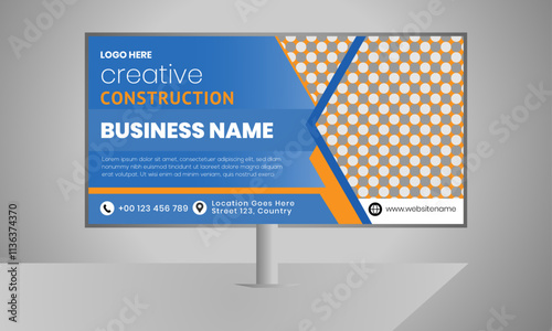 Modern Construction Billboard Design Template | Editable Outdoor Ad | Real Estate, Building, Development Promo | PSD & AI Files