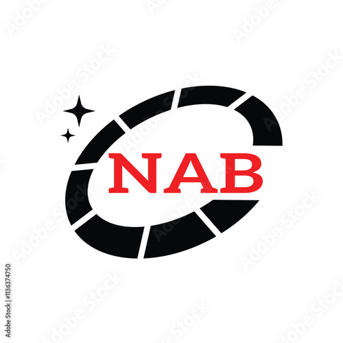 NAB Creative Circular Logo Design in Red and Black for Corporate Branding and Technology, NAB Red and Black Tech Logo with Circular Elements for Branding and Visual Identity, NAB LOGO, NAB vector logo
