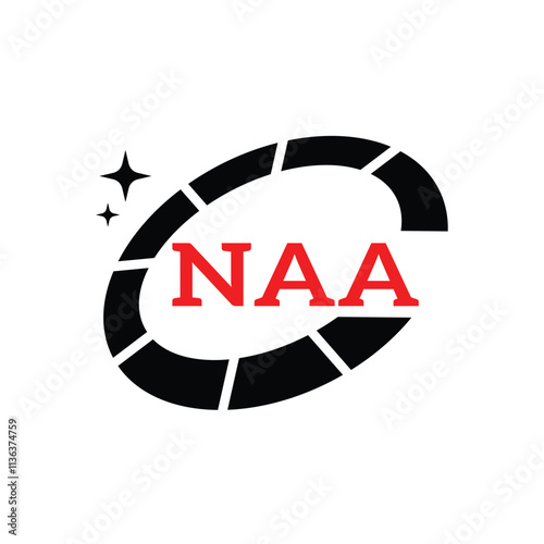 NAA Creative Circular Logo Design in Red and Black for Corporate Branding and Technology, NAA Red and Black Tech Logo with Circular Elements for Branding and Visual Identity, NAA LOGO, NAA vector logo photo
