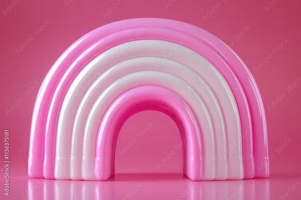 Naklejka premium Pink and White Abstract Rainbow Arch