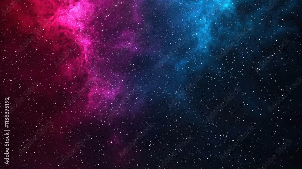 Naklejka premium Vibrant Cosmic Cloud with Stars in Dark Space Background