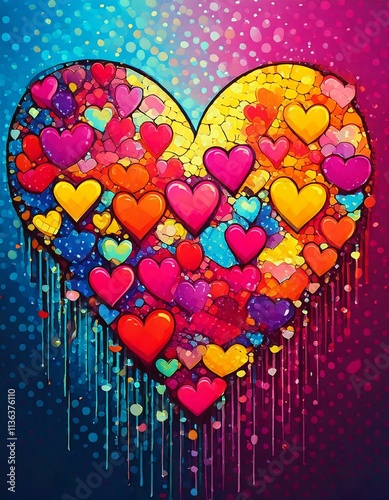 Colorful Pop Art Heart Vale...