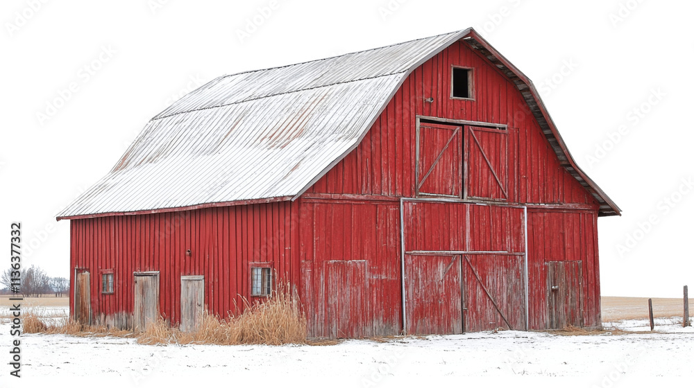 Red barn, isolated on transparent background Red barn, isolated on transparent background