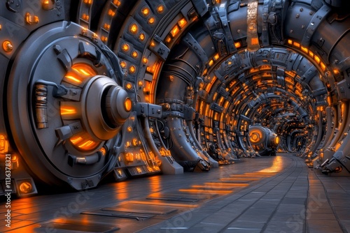 A fantasy depiction of technology evolving in a magical realm, with enchanted tools transforming into advanced devices