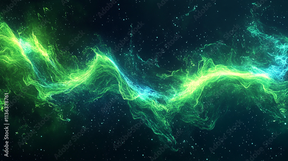 Glowing neon green and blue wave patterns with radiant edges, capturing energetic motion Glowing neon green and blue wave patterns with radiant edges, capturing energetic motion