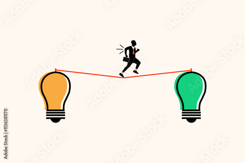 Development idea concept. businessmen cross to new ideas. Collage Art Vector illustration