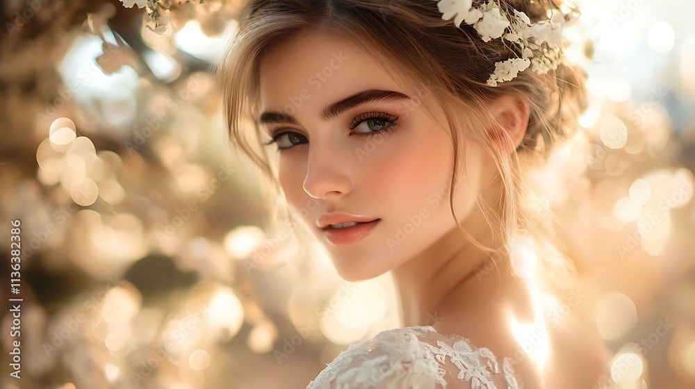 Radiant ivory glow with soft bokeh effects Radiant ivory glow with soft bokeh effects