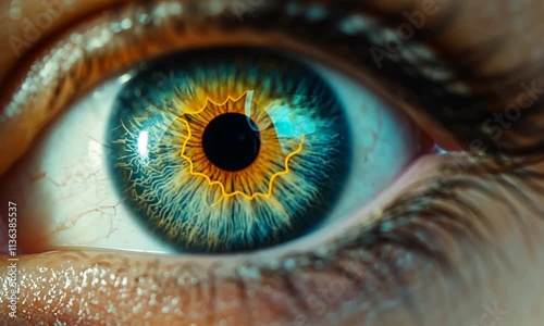 Close-up of a vibrant human eye with intricate details.