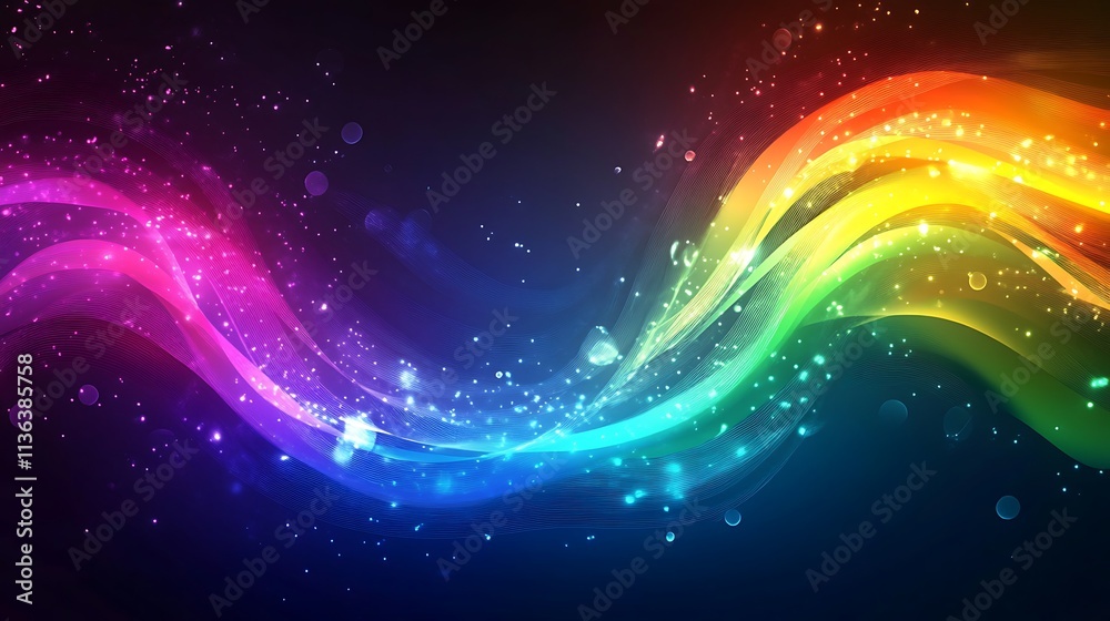 Obraz premium Abstract rainbow waves blending into light patterns