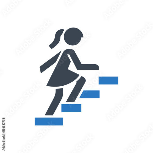 Girl Ascending Steps Icon