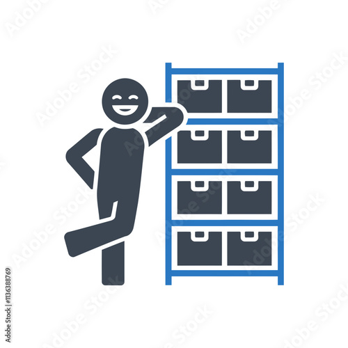 Relaxed Man with Shelf Icon