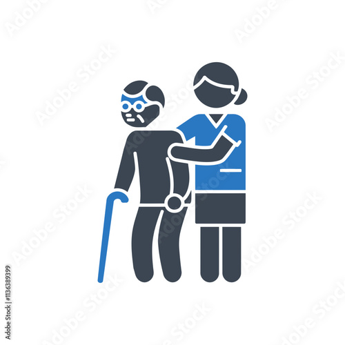 Assisting Elderly Person Icon